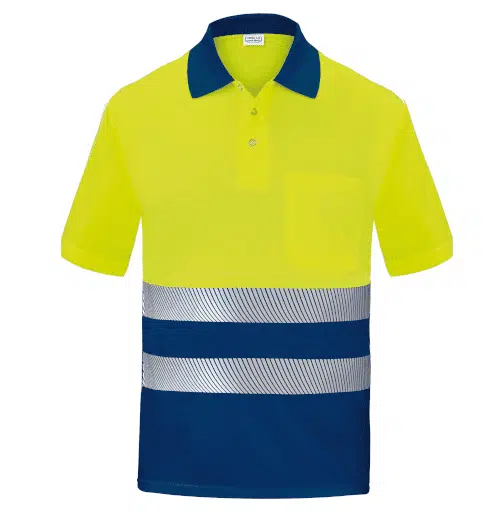 Polo manga corta banda segmentada Alta Visibilidad Amarillo Azul VS