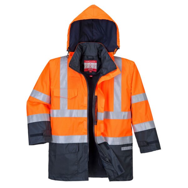 S779 - Chaqueta de alta visibilidad multi-protección Bizflame Rain Naranja/Marino PW